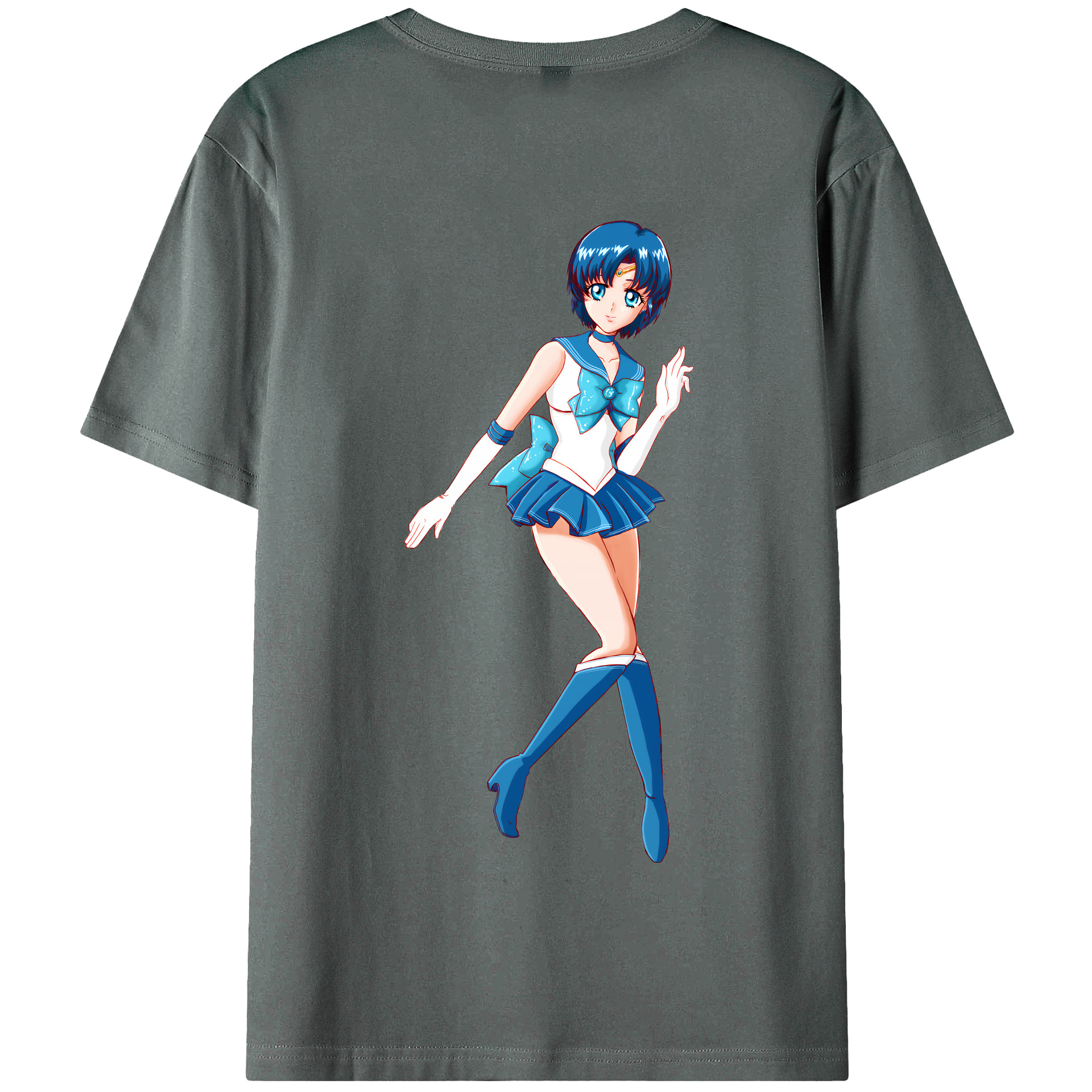 （画像用） 美少女戦士セーラームーン 水野 亜美 みずの あみ Sailor Moon Mizuno Ami 綿100％半袖Tシャツ（背面プリント）
